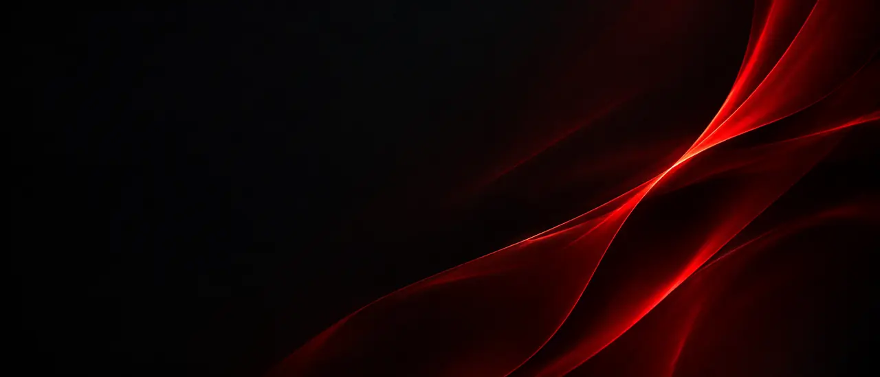 Abstract crimson light ribbons on a black background