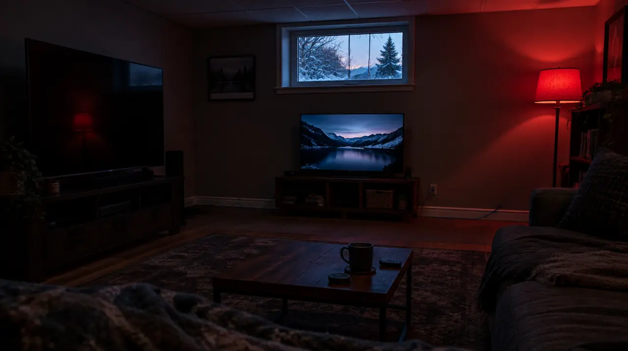 Second TV in a basement with a streaming box connected by Ethernet cable
