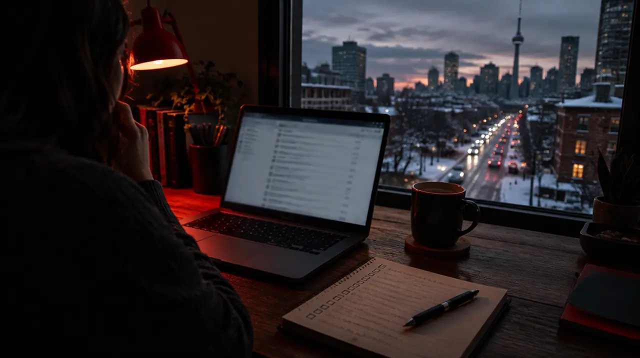 Person writing a checklist of questions at a desk before choosing a TV service
