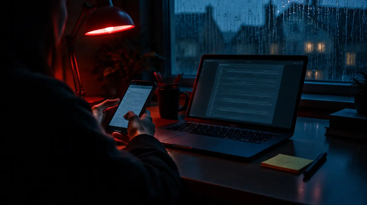 Copying a long login link on a phone beside a laptop while setting up an IPTV app